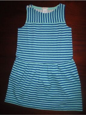 Crewcuts Blue and Aqua Striped Cotton Dress